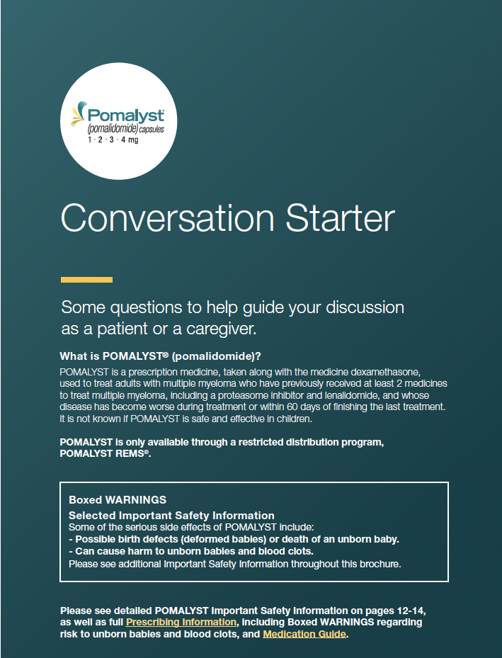Conversation starter POMALYST® (pomalidomide) brochure