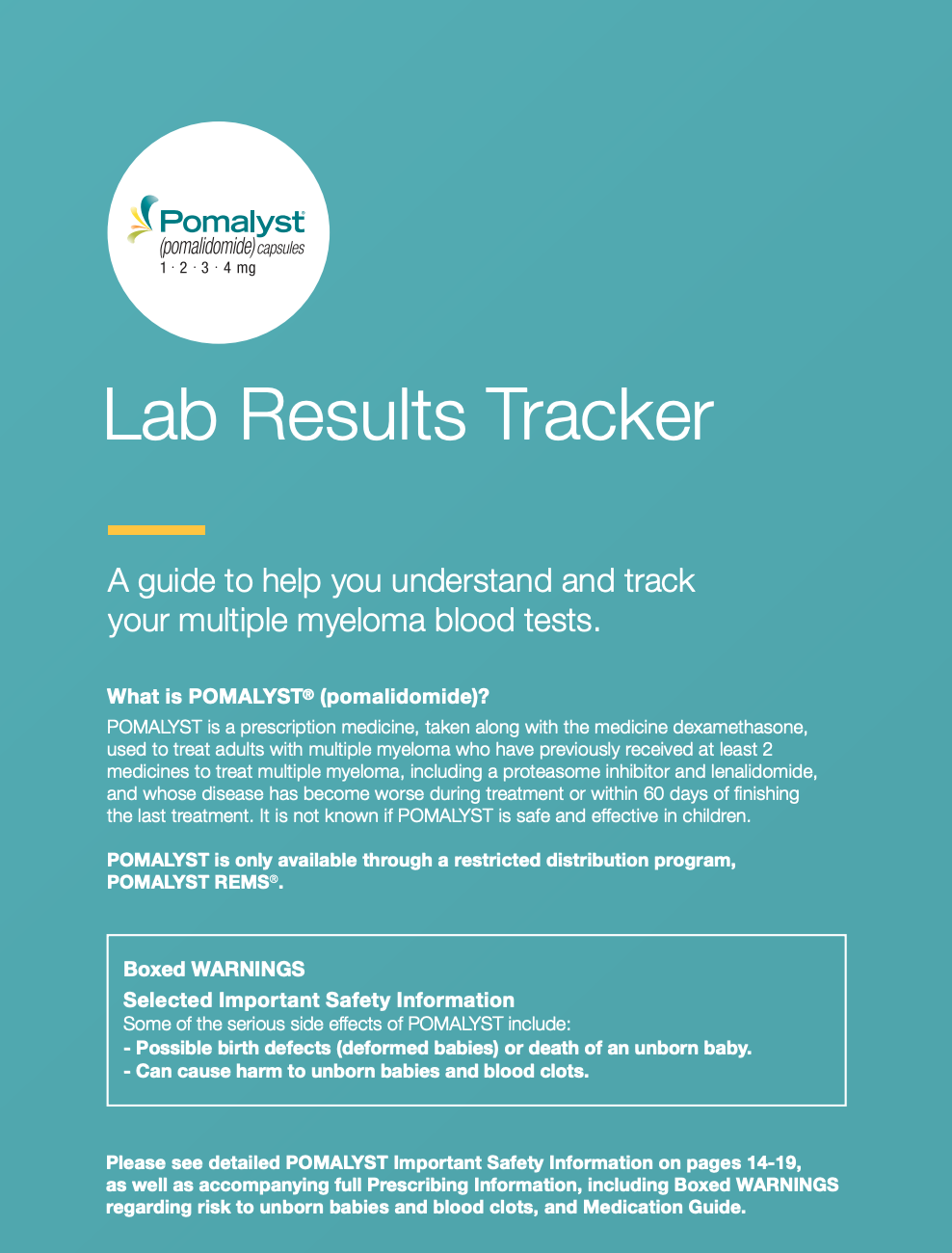 Lab results tracker POMALYST® (pomalidomide) brochure